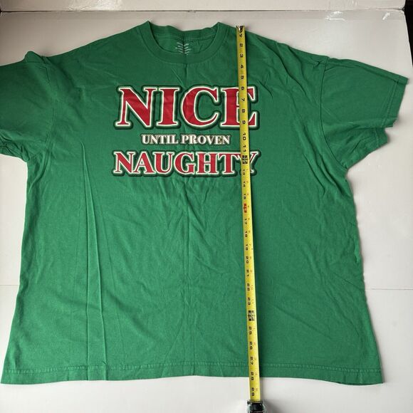 Christmas Shirt Size 2XL Green Nice Until Proven Naughty Crew Neck Pullover - Picture 6 of 10
